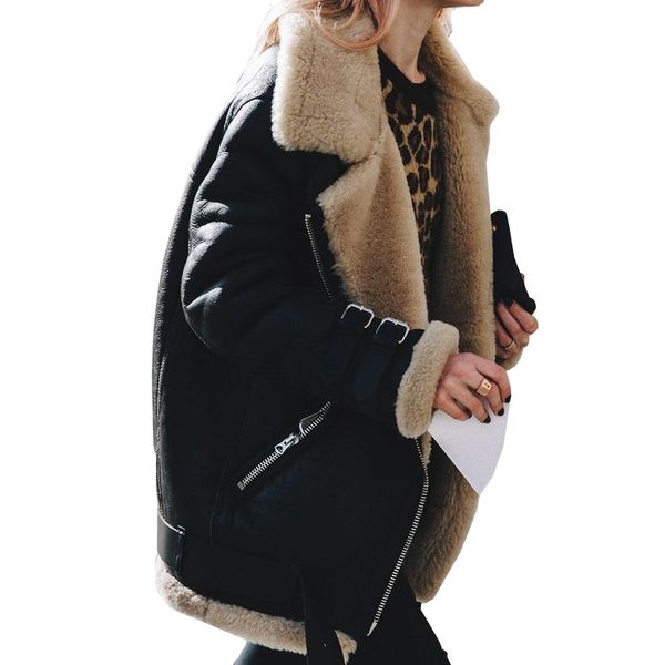 

2019 winter warm coats women zipper wool coat winter jacket fur women 's coat jackets, Black;brown