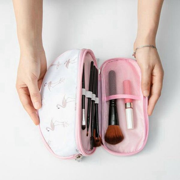 

double layer flamingo cosmetic bag women make up bag travel high capacity makeup bags toiletry kits necessaire functional bag