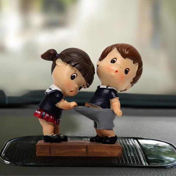 

car decoration cute couple doll creative cartoon decoration quality resin materia