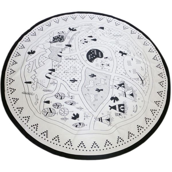 

baby nursing p props blanket floor playmat animal round carpet children's crawling play mat mug diameter 53 inch black & whi