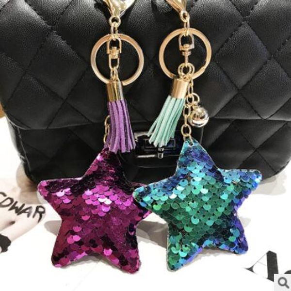 

keychain key rings brightness star key chain high-end lovers bag pendant exquisite car ornaments, Silver