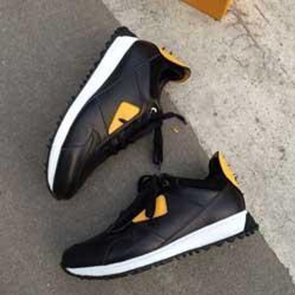 

2019 fd luxury brands fun fur designer sneaker shoes genuine leather gift mens women racer sports casual boots new16012, Black