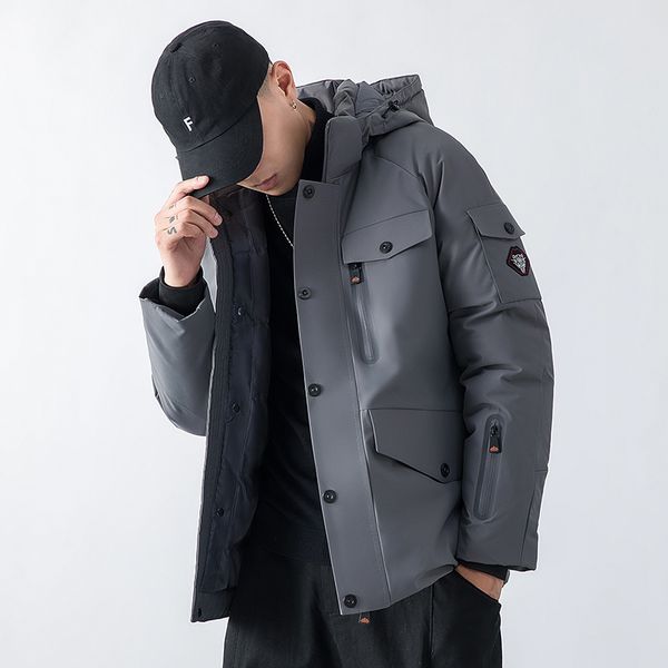 

the new instagram fashion for winter 2019 includes a hooded jacket for men's padded jacket with multiple pockets, Black