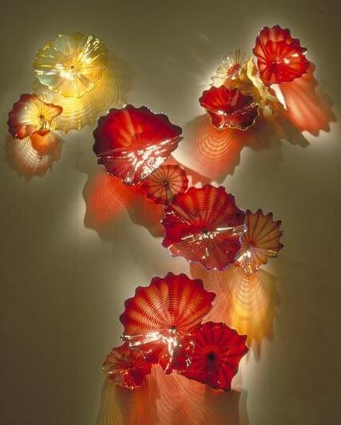 

urban design hand blown art glass table platter home decor wall art wall plates glass wall hanging mount -lrw0019