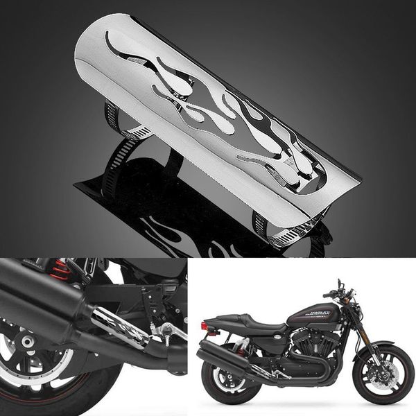 

pierced flame exhaust pipe heat shield cover guard for harley cruise black