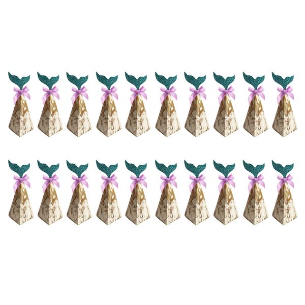 

20pcs creative triangle cone mermaid candy boxes party favor