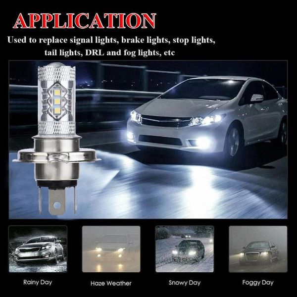 

olomm 2pcs h4 9003 hb2 car led headlight 80w fog lights conversion kit led lamps/light bulbs for cars high/low beam 6000k