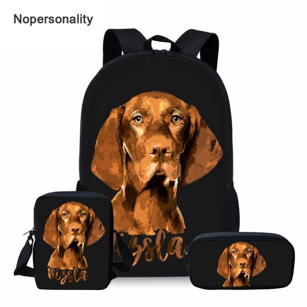 

nopersonality cute vizsla dog print schoolbag set black 3d school bag for boys girls kawaii primary student kids bookbag mochila