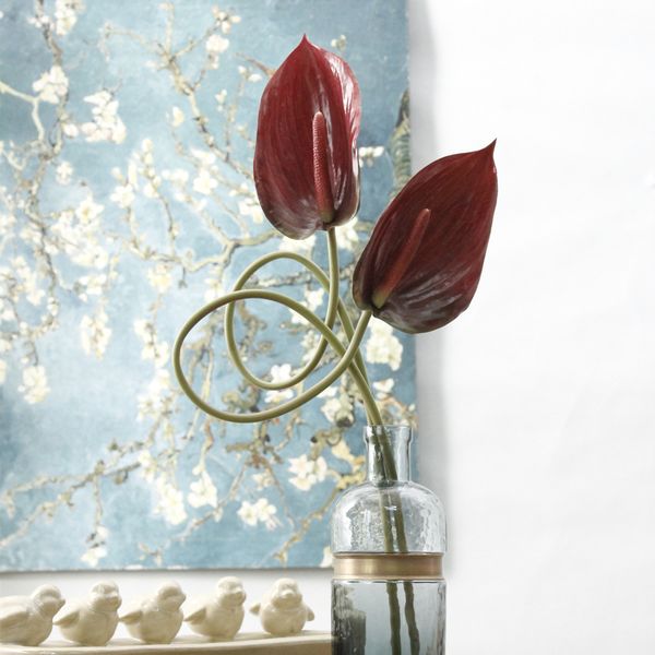 

3d printing artificial anthurium plants for home wedding table decoration plastic fake flowers fleurs decorative flores