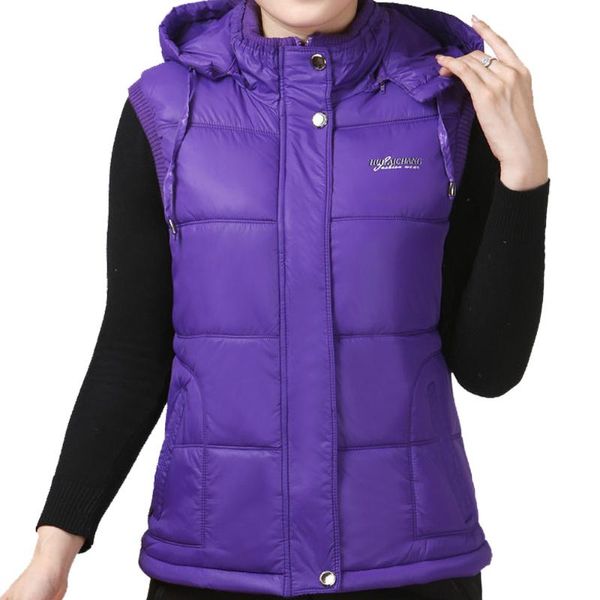 

17 colors winter women vest solid thicken sleeveless jackets plus large size 5xl outdoor waistcoat warm cotton vest, Black;white