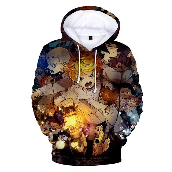 

the promised neverland cosplay hoodies sweatshirt japan casual kawaii 2019 long sleeve oversized funny leisure and warmth, Black