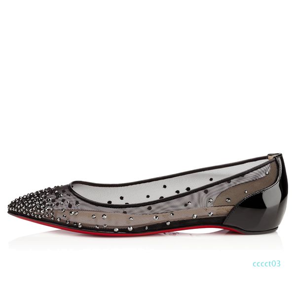 

large size woman pointed toe mesh flat shoes woman shallow mouth breathable single shoes princess banquet shoes ct3, Black