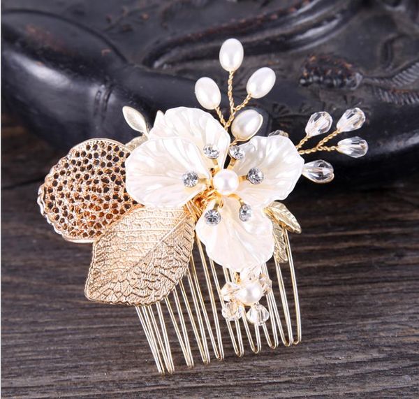 

headwear, golden leaf comb, bridal tiara, comb comb, Silver