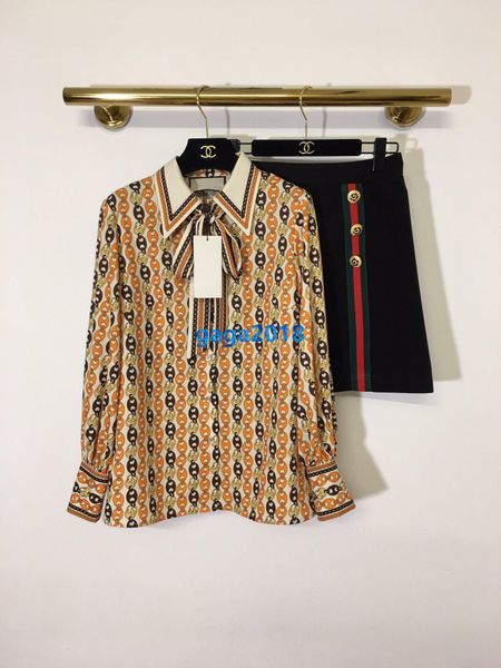 

5 высокого класса женщины девушки комплект рубашка с полосатым узором цепи лацкан шеи лук с длинным рукавом блузка тройник топы короткие a-l, White