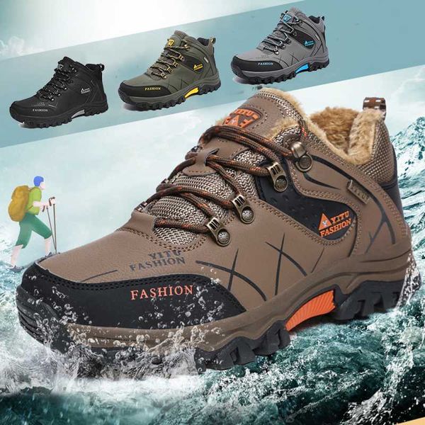 

outdoor hiking shoes man waterproof hiking boots warm high mountain climbing camping shoes trekking hunting footwear