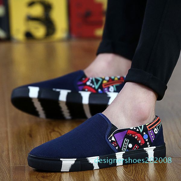 

men loafers driving new canvas shoes graffiti espadrilles zapatos chaussure homme men casual sneaker flat shoes tyg56 d08, Black