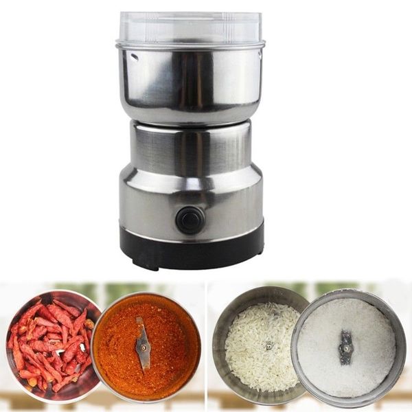 

coffee mill 220v stainless steel mill grind beans nuts seasonings eu plug coffee grinder brushes