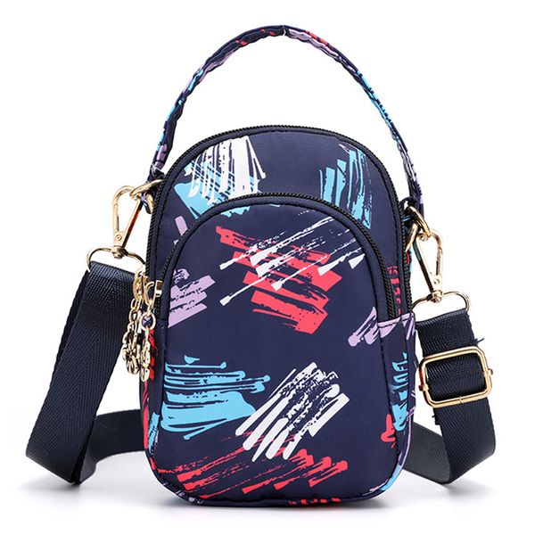 

fashion women crossbody mobile phones three-layer colorful shoulder bag pouch metallic feel case belt handbag purse wallet
