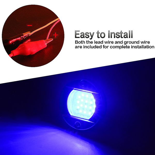

2x 18led blue waterproof light high light lamp marine boat transom stern round stainless steel tail lamp yacht accessories