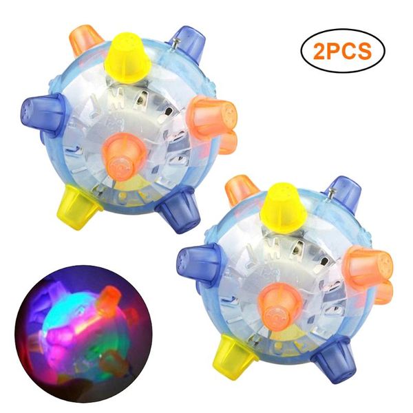 

2pcs/pack led jumping joggle light music flashing bouncing vibrating jump ball toy dancing ball for dogs cats