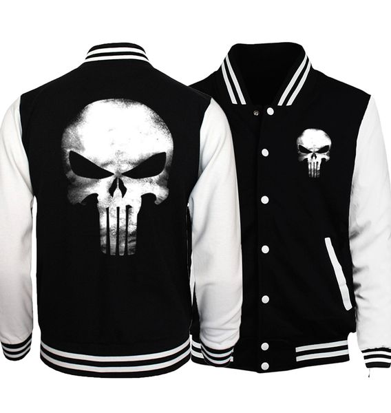 

novelty skull men baseball jackets 2017 the fashion sweatshirt casual button brand tracksuit women spring autumn, Black