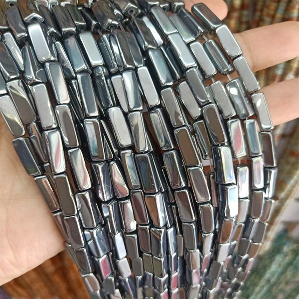 

4x13mm natural terahertz stone beads fit healthy energy bracelet rectangle shape loose thz stone beads for jewelry making 15, Black