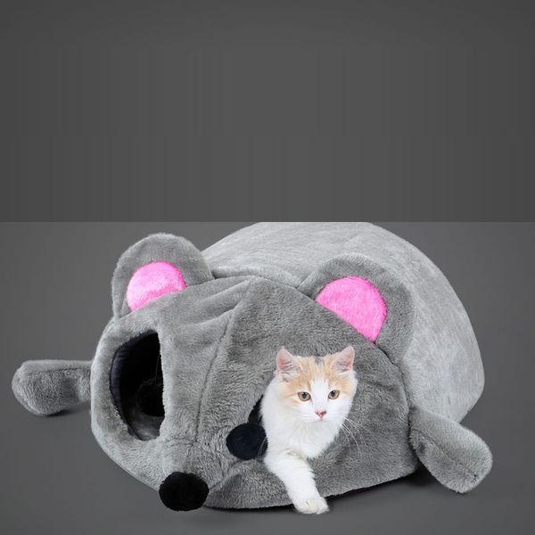 

1 piece cartoon mouse shape cat's house autumn winter dog house windproof pet bed warm sofas pet nest cat tunnel bed hondenmand