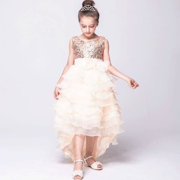 

new girl wedding sequins cake trailing dresses flower girl dresses, Red;yellow