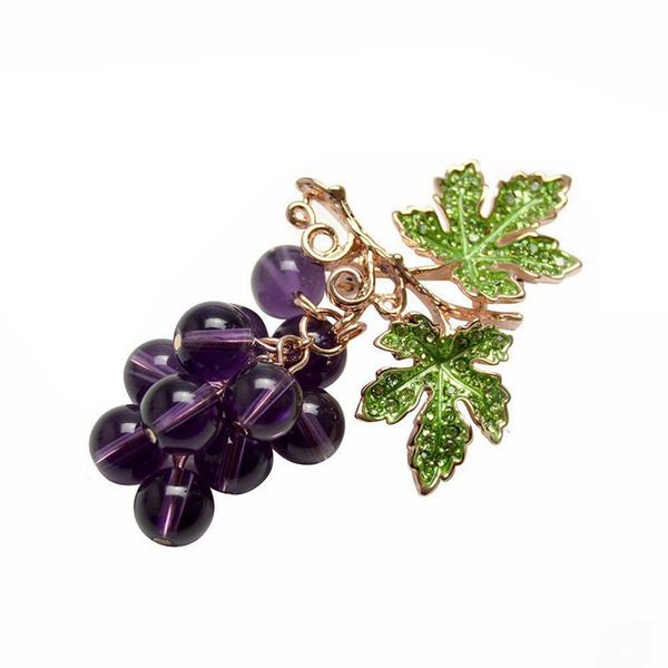 

виноградный броши для женщин cute брошь pin мода ювелирные изделия элегантный свадебный букет broches бижутерия (золото + фиолетовый + зелен, Gray