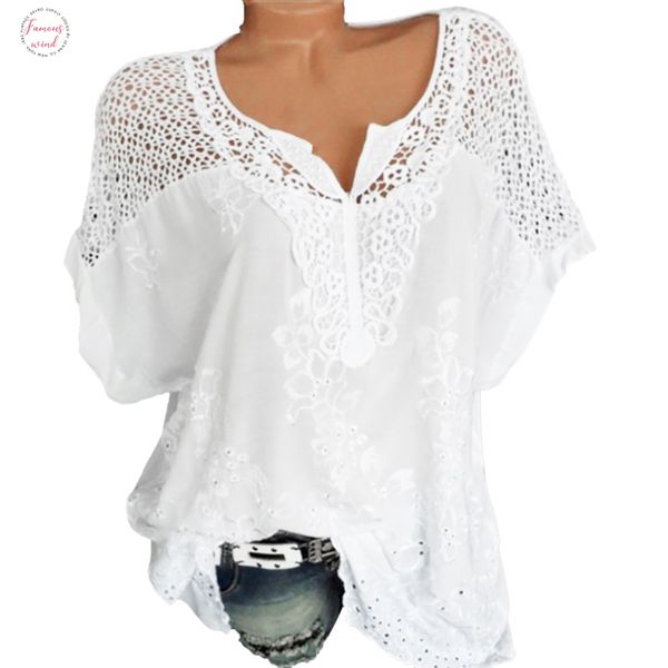 

women blouses summer o neck short sleeve hollow out solid casual blouse blusas mujer de long sleeve moda plus size, White