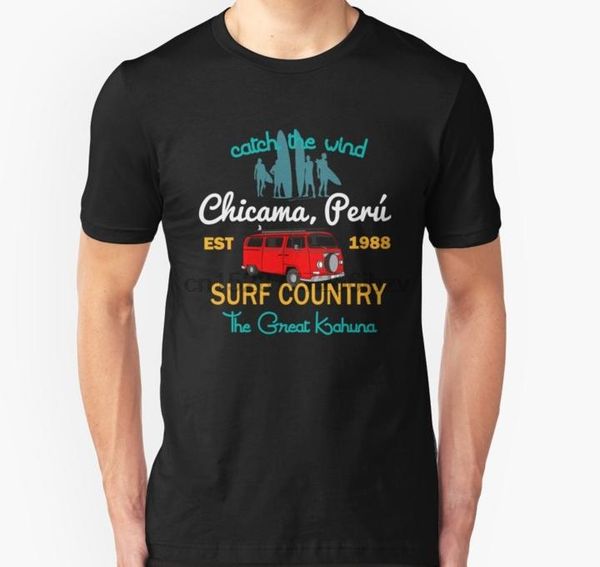 

мужчины тенниски the great кахуна chicama перу страна surf t shirt printed t-shirt тройники верхней, White;black