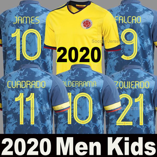

2020 colombia soccer jersey home james valderrama copa america colombia 2021 football shirt falcao cuadrado camiseta futbol men kids uniform, Black;yellow