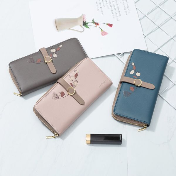 

2019 new women's wallet is stylish, simple, printed long wallet, Red;black