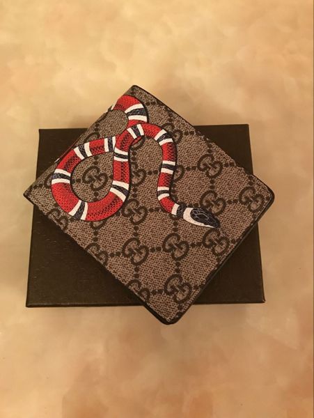 

166 louis vuitton mens animal short wallet men leather snake tiger bee wallets for men purse men wallet p1, Black;brown