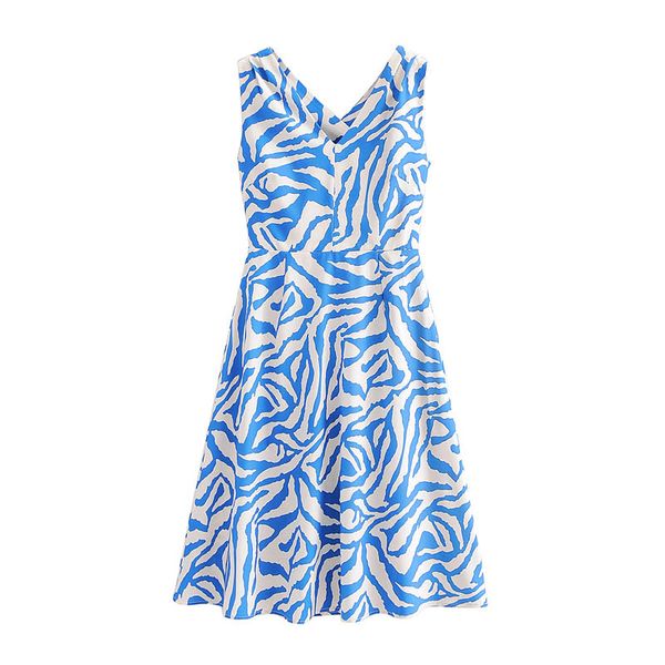 

q958 latest design sleeveless blue zebra skin print hollow out backless long a-line dress women summer party dresses clothing, Black;gray
