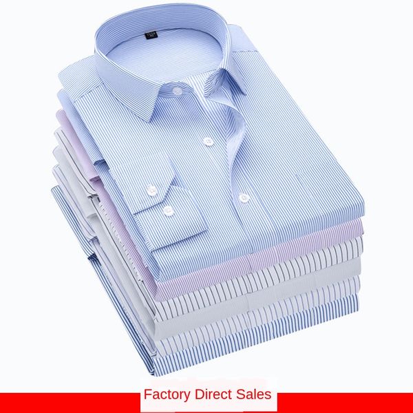 

men's casual shirts formal business blue and white striped long-sleeved lapels spring autumn fashion, White;black