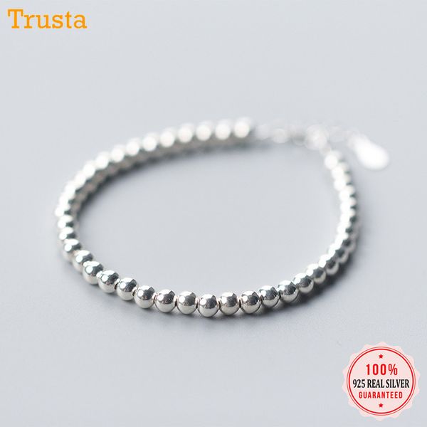 

trustdavis 100% 925 solid real sterling silver fashion 0.4cm beads bracelet pulseras 15.8cm for teen girl lady jewelry da155, Golden;silver