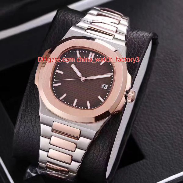 

5 color elling 40mm nautilus 5711/1r-001 two tone gold asia mechanical transparent automatic mens watch men's watches, Slivery;brown