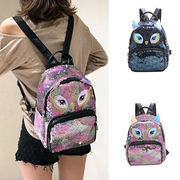 

fashion girls bag cartoon sequin backpack hit color school bag solid school backpack tote bags student satchel dropshipy525