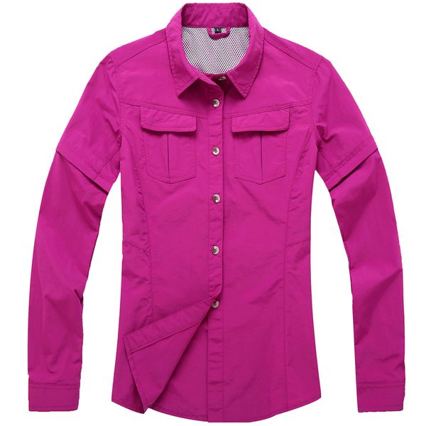 

women removable sleeve quick drying shirts sports clothes outdoor breathable hiking fishing hiking shirts sa024, Gray;blue