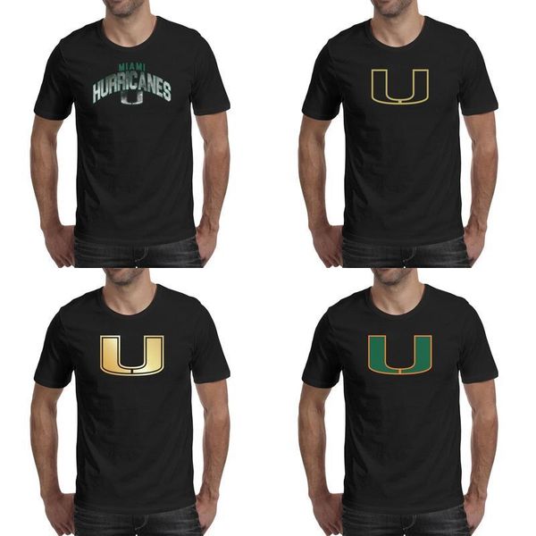 

mens printing miami hurricanes football logo black t shirt funny awesome superhero shirts american golden core smoke camouflage gay, White;black