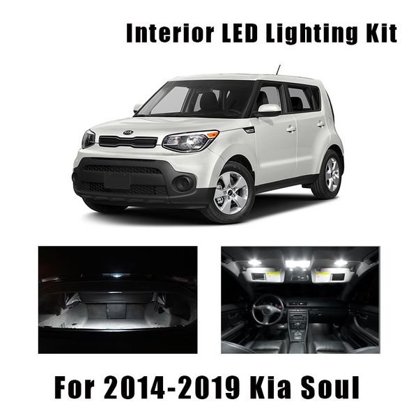 

9 bulbs white led car reading ceiling light interior kit fit for kia soul 2014 2015 2016-2019 map dome trunk license plate lamp