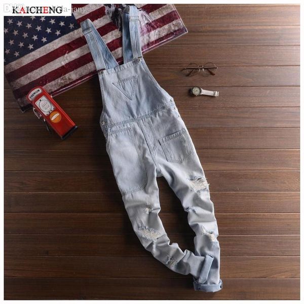 

wholesale-new fashion ripped mens denim bib overalls jeans 2016 brand men's clothing casual distrressed jumpsuit jeans pants for man, Blue