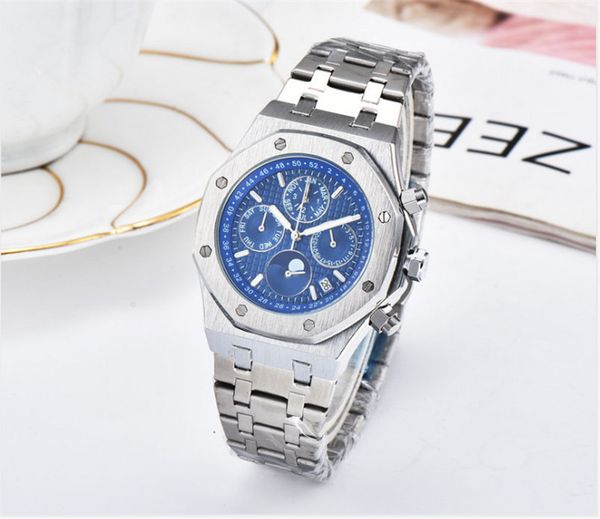 

men watch luxe 4 small dial sapphire stainless steel quartz movement men's watches relogio men casual business wristwatches 10, Slivery;brown