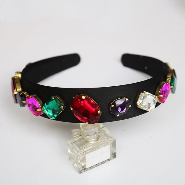 

2019 new charm colored rhinestones bride tiaras baroque crown head hoop crystal headbands for women party wedding hair jewelry, Golden;white