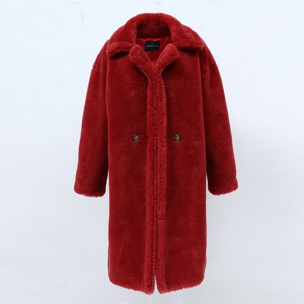 

2019 autumn winter luxury long fake fur coat women solid thick warm faux fur coats female casual teddy bear plush overcoat 3xl, Black