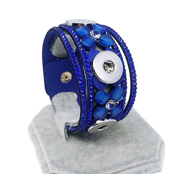 

bling bling 009 rhinestones korean velvet leather 18mm snap button jewelry charm bracelet for women teenagers gift, Golden;silver