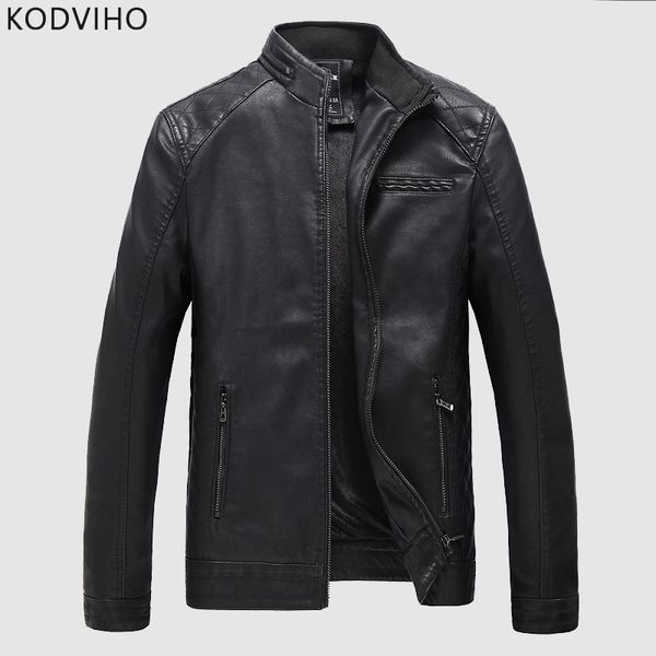

plus size men pu leather jacket stand collar mens casual coat solid black motorcycle outwear winter warm fleece jackets clothing