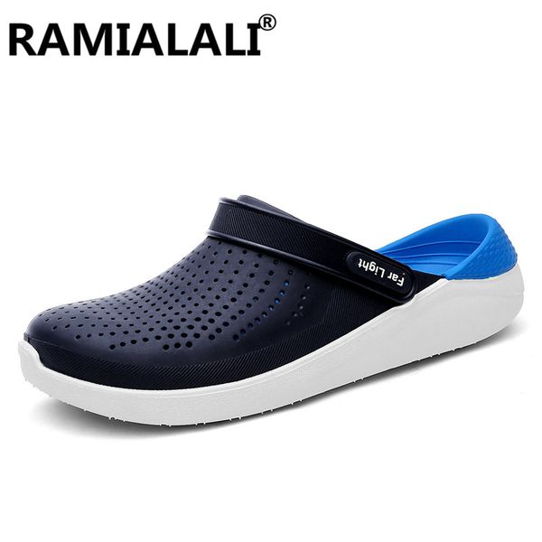 

casual beach sandals water jelly shoes men summer sandals hollow non-slip breathable garden clogs male slippers, Black