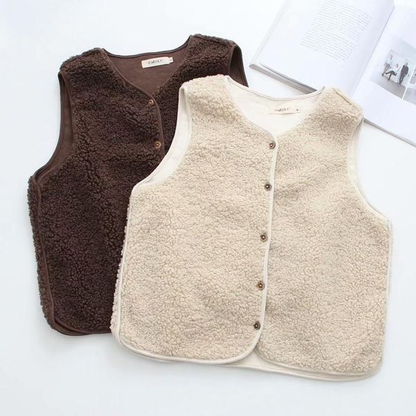 

casual fur single breasted vest, Black;white